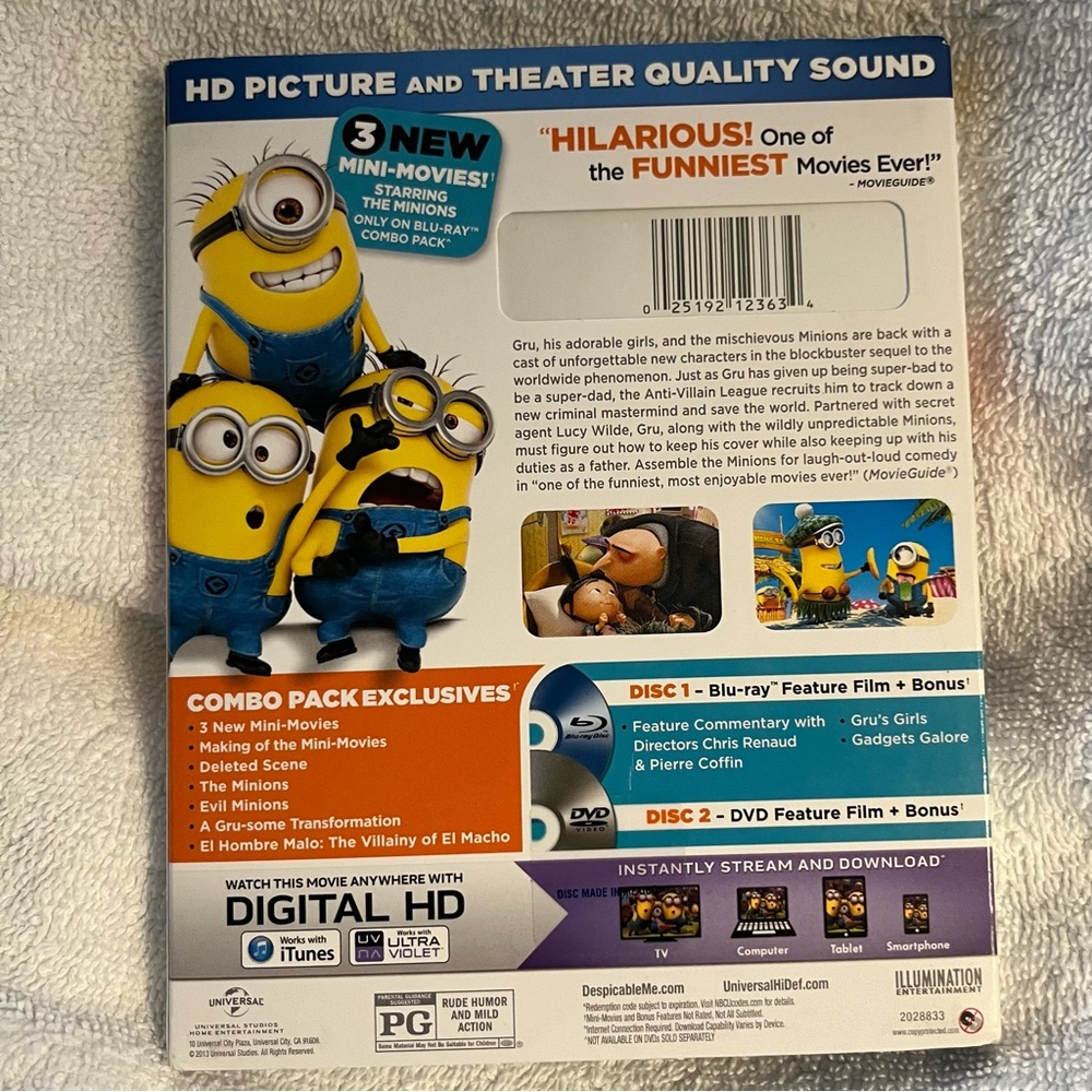 Despicable ME 2 Blu-ray DVD new in package. Includes 3 mini movies
